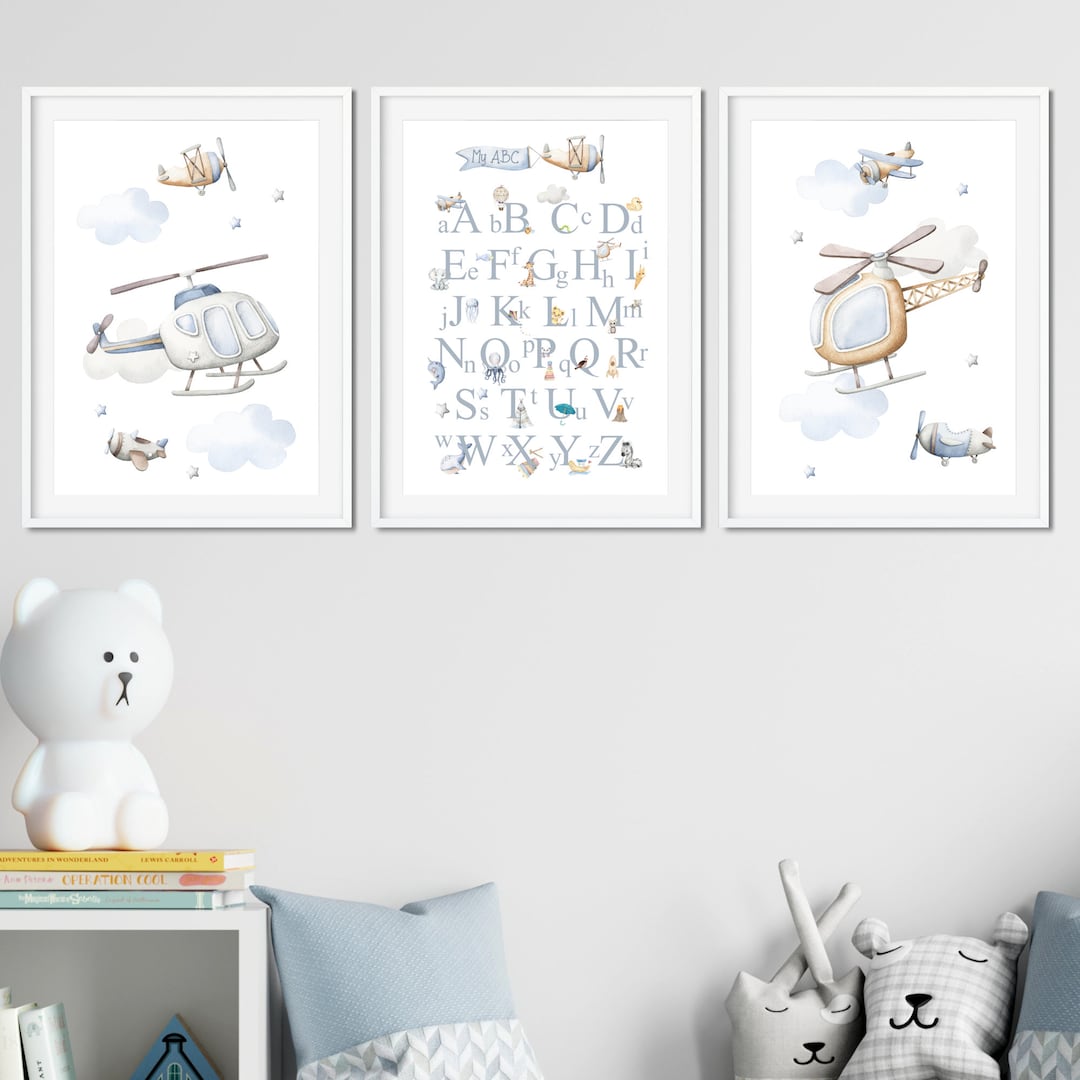 SET OF 3 Nursery Prints for Boys Room| ABC Print for Boys | Boys ...