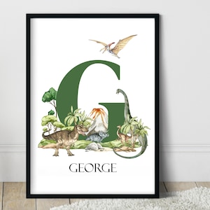 PRINTABLE Dinosaur Name Print, Kids Room Decor, Dinosaur Gift, Digital Dinosaur Wall Art, Jurassic Theme Print, Boys Room, Dinosaur Nursery