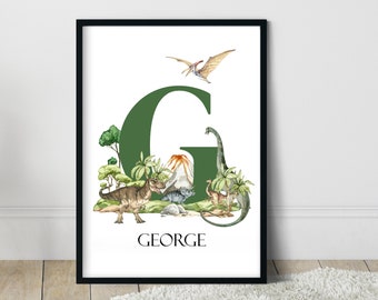 PRINTABLE Dinosaur Name Print, Kids Room Decor, Dinosaur Gift, Digital Dinosaur Wall Art, Jurassic Theme Print, Boys Room, Dinosaur Nursery