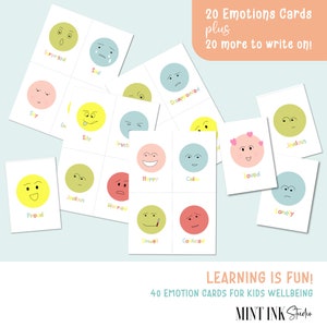 Imprimible, Sentimientos, Tarjetas Flash Infantiles, Emociones, Cómo te sientes hoy, Aprendizaje en casa, Descarga Instantánea, Tarjetas Flash para Niños, Bienestar