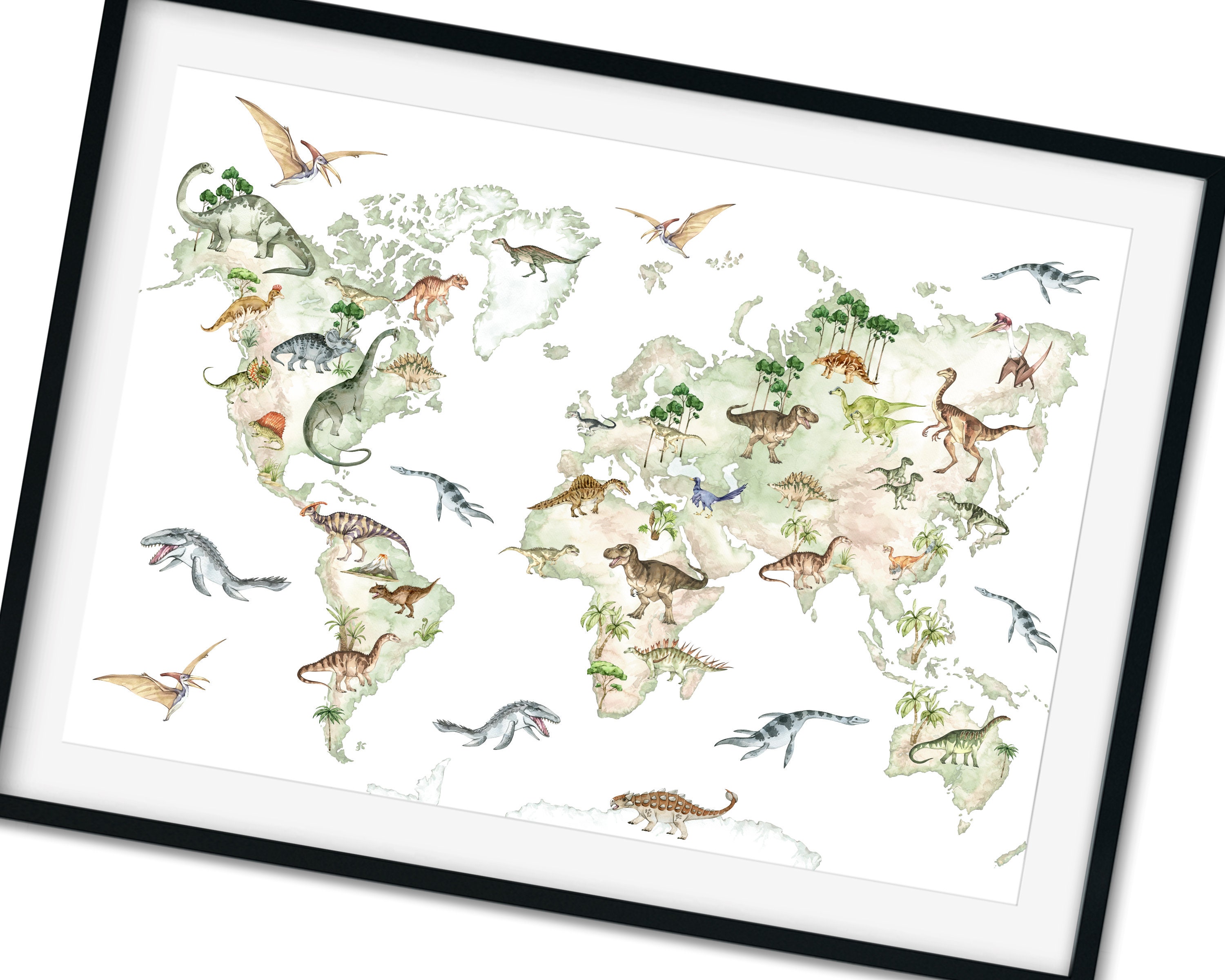 Dinosaur Printable Dinosaur World Map Educational World - Etsy Australia