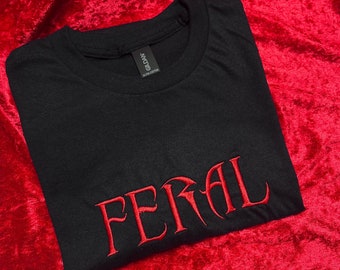 Feral Embroidered T-Shirt - Gothic T-Shirt