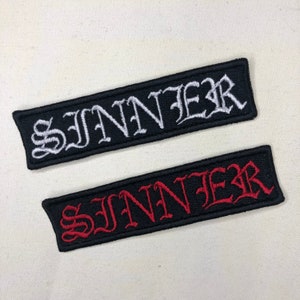 Sinner Patch - Gestickte Aufnäher, Aufnäher, zum aufbügeln, aufnähen, Gothic, Hexe, Occult, Goth, Weird, Spooky, Death, Alternative