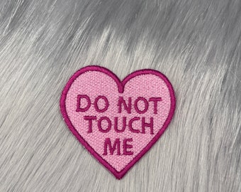 Do Not Touch Me Pink Heart Iron-On Patch: Feminist Body Autonomy