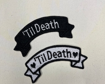 Geborduurde patch Til Death-banner - huwelijkscadeau