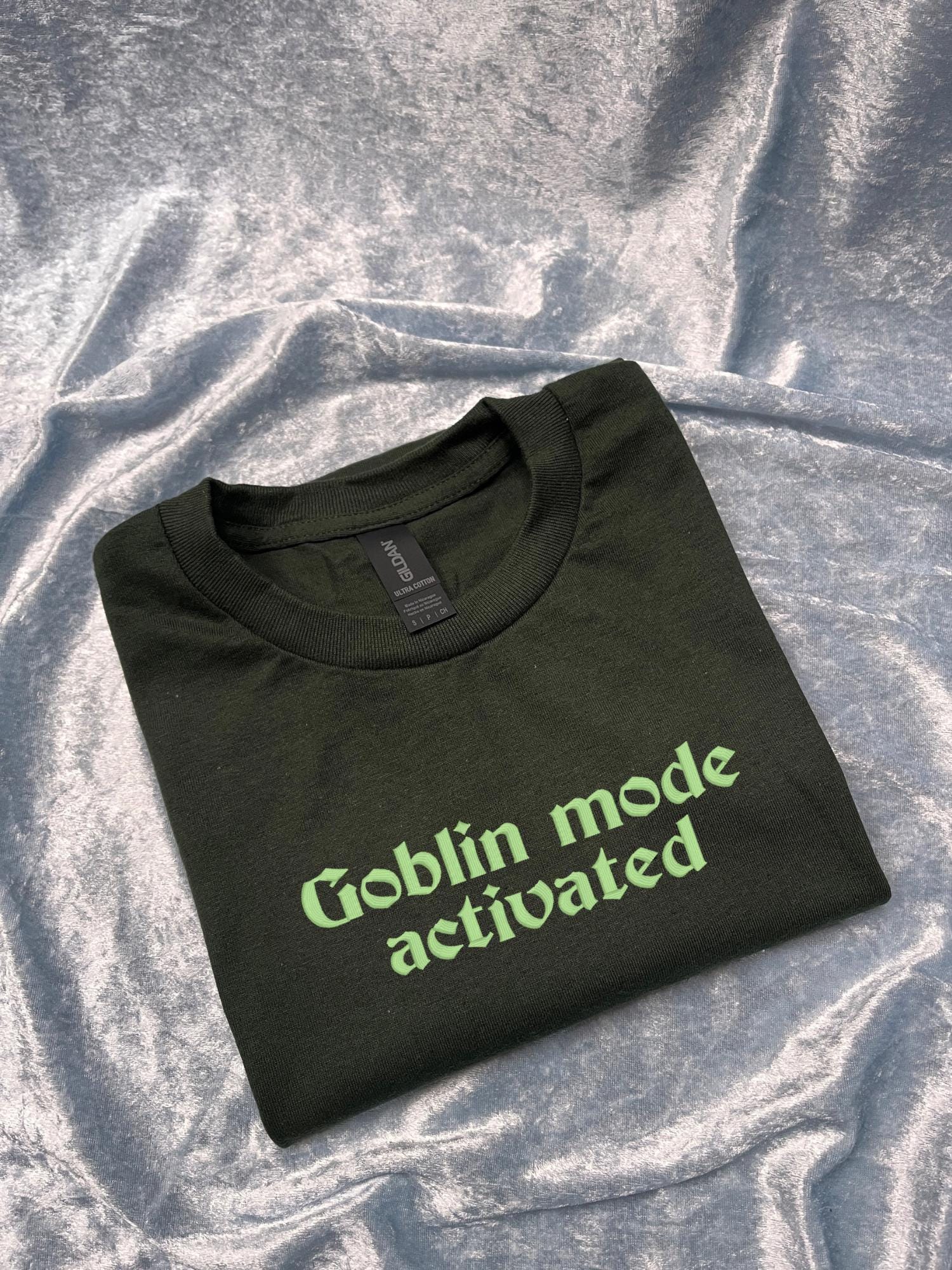 Goblin Mode Activated Embroidered T-shirt - Funny Slogan Tee - Etsy