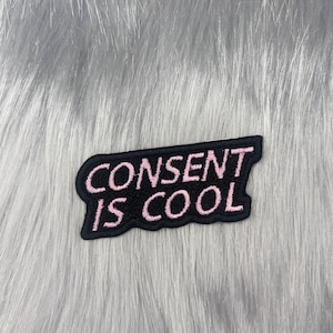 Consent Is Iron On Patch - Pink Feminism Embroidery (6.5 x 3 cm)