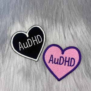 AuDHD Heart Embroidered Patch | Neurodivergent Patch  | Hidden Disability | Spoonie Patch