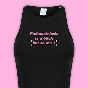 Endometriosis Embroidered Cropped Racer Tank – Funny Tank Top, Endo Warrior