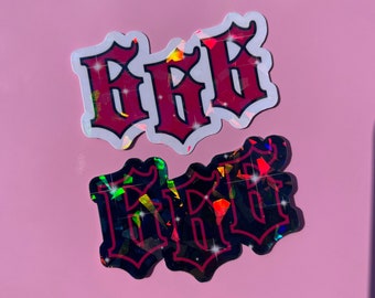 666 Holographic Sticker: Gothic Grunge Laptop Decal