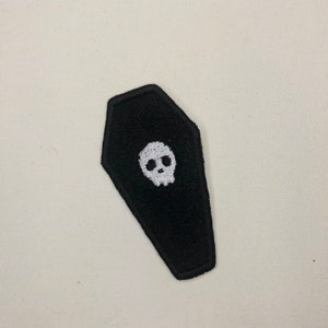 Coffin and Skull Patch - Embroidered Patches, Goth Patch, Gothic, Death, Biker, Alternative, Tattoo, Halloween Patch, Spooky