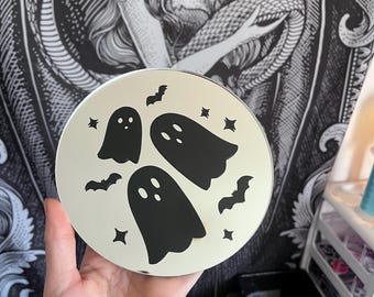 Ghost and Bats Mirror | Alternative Home Decor | Gift | Goth Art | Spooky | Horror