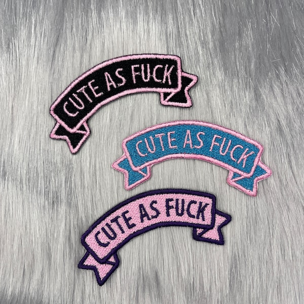 Cute as Fuck Kawaii Banner Patch - Cute Patch, Pastel Patch, Pastel Goth Patch, Gift for Her, Patch for Jacket, Patch for Hat, Iron on Patch