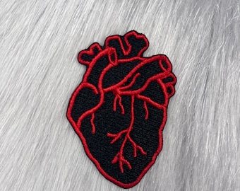 Anatomical Heart Patch: Gothic Embroidered Iron On Applique