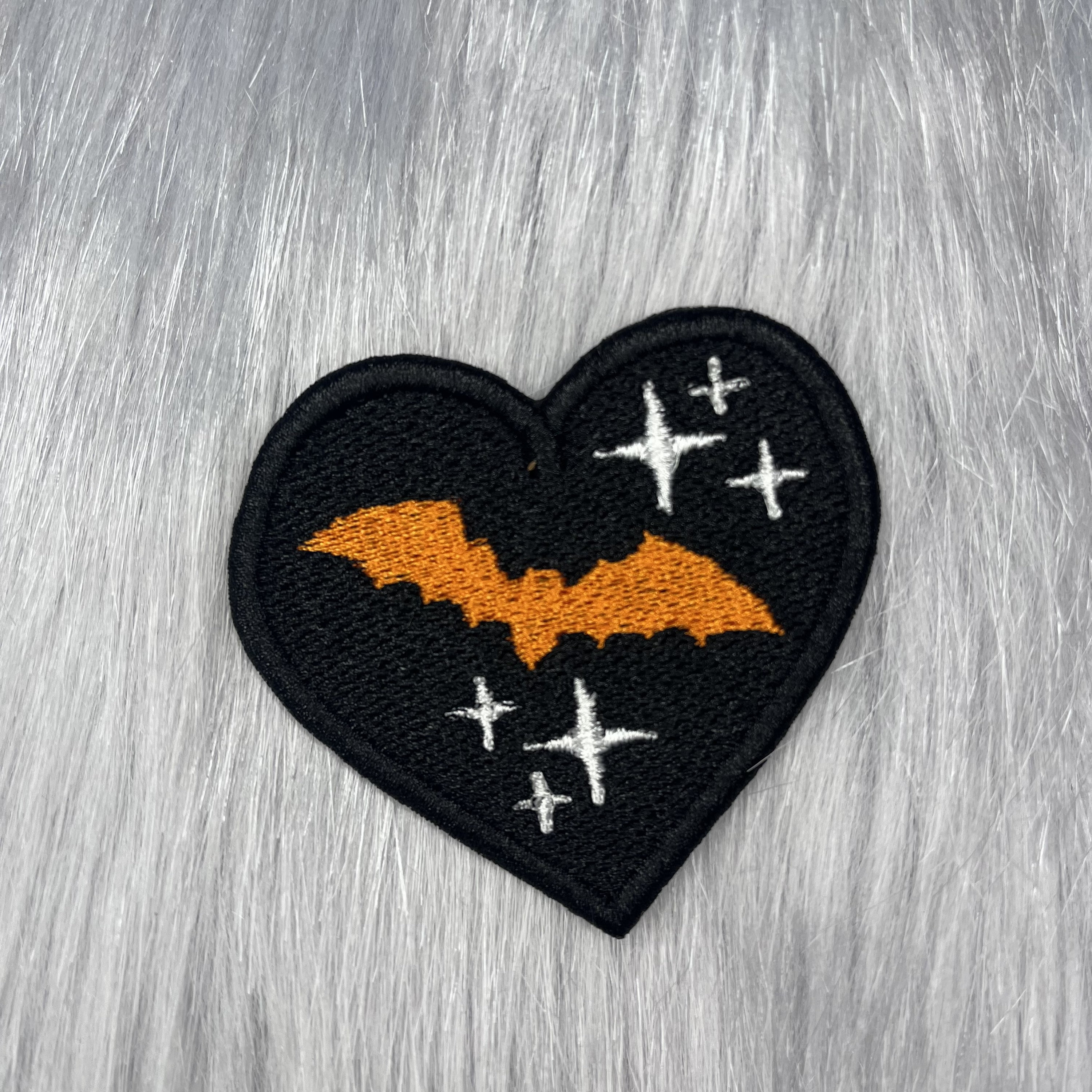 Bat Heart Patch - Spooky Patch, Halloween Patch, Orange Patch, Sparkle Anime, Gothic Patch, Emo Patch, Halloween Queen, Iron On