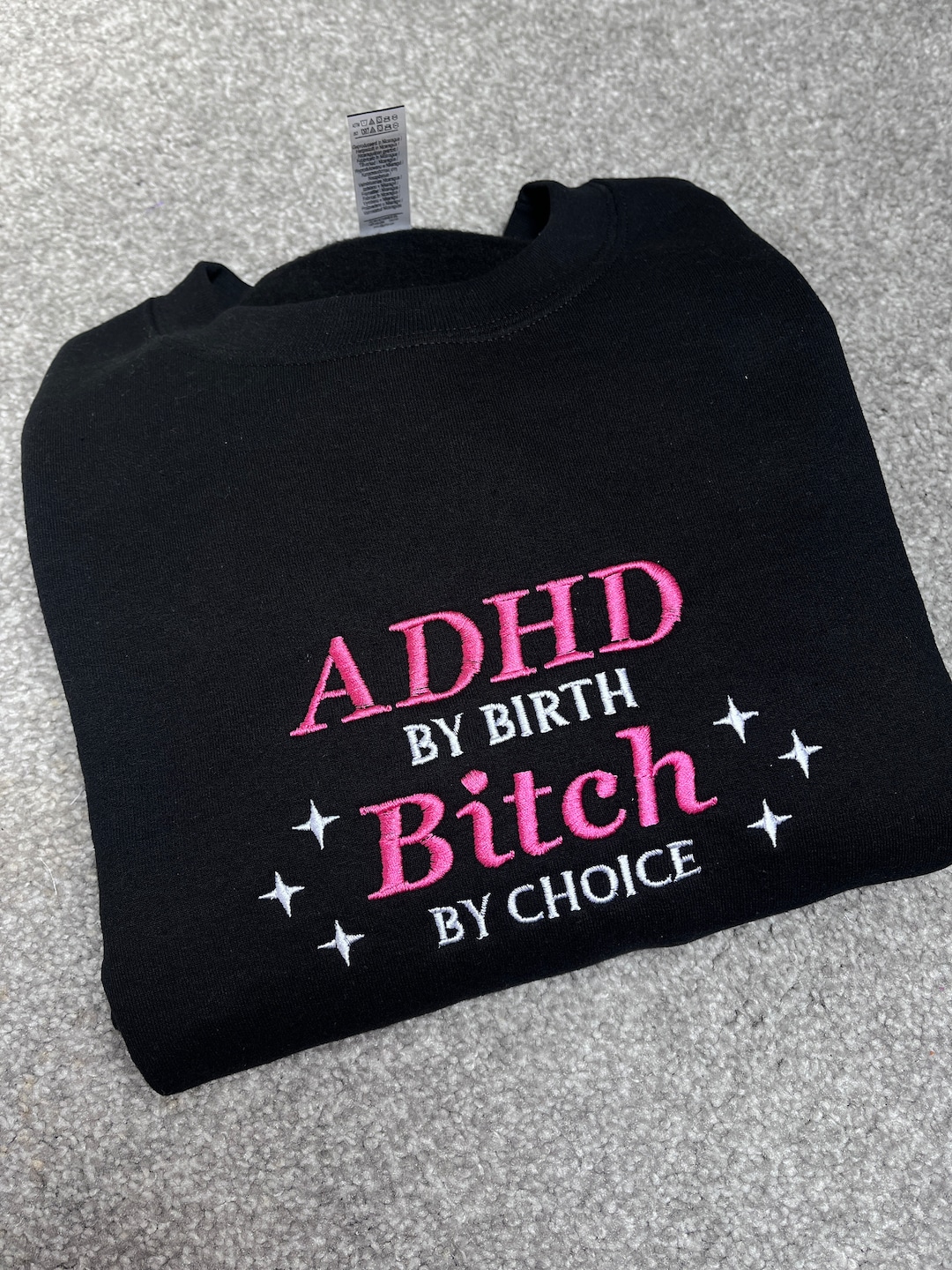 ADHD by Birth B*tch by Choice T-shirt - Embroidered Clothing, ADHD Tee ...