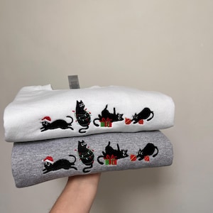 Cute Santa Cats Sweatshirt - Christmas Sweatshirt, Christmas Jumper, Xmas Jumper, Cute Christmas Jumper