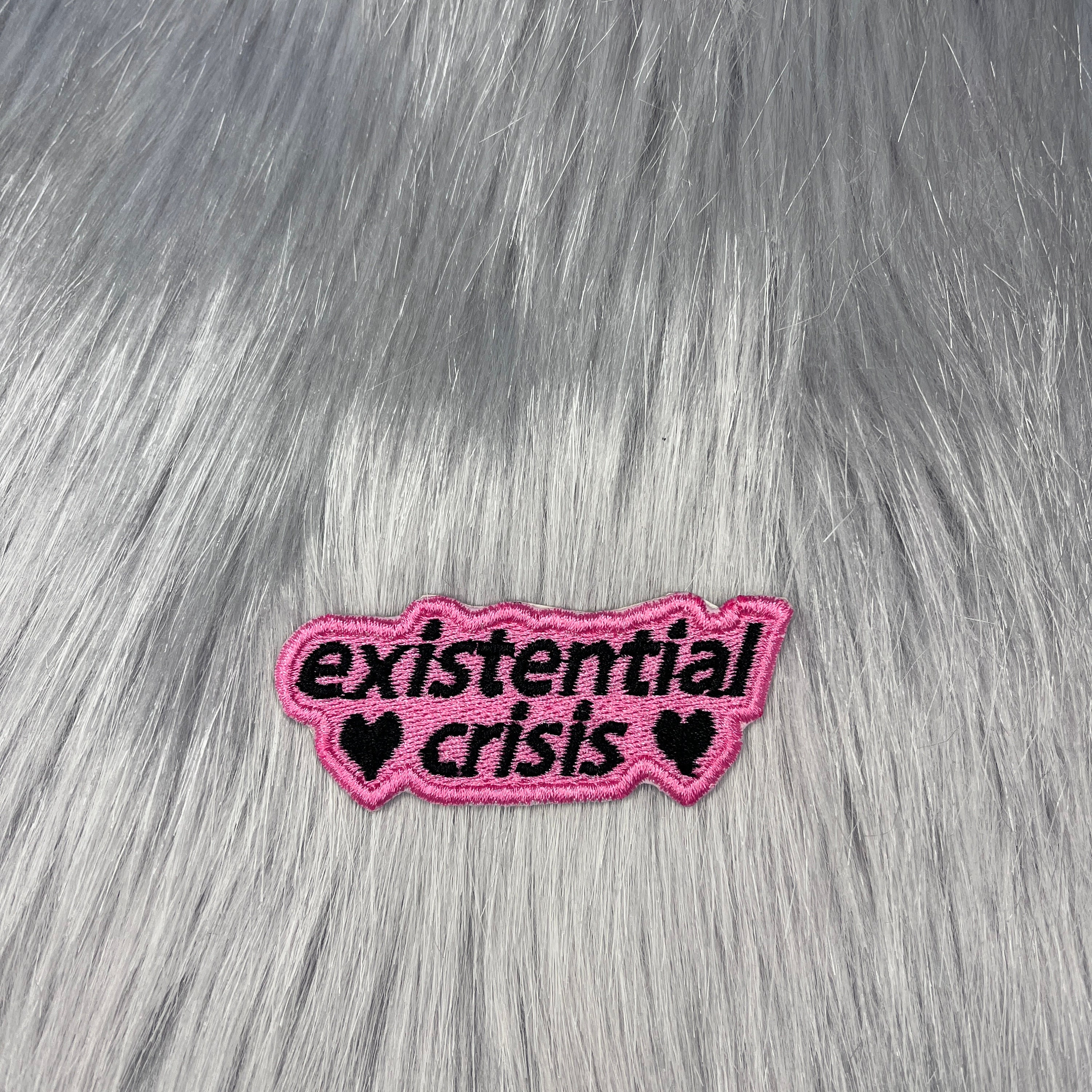 Existential Crisis Pink Slogan Patch - Iron On Gothic Applique