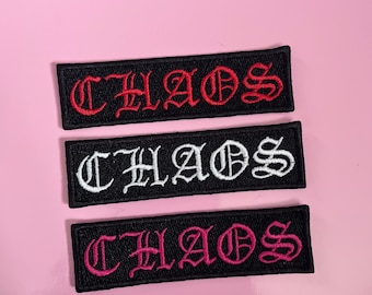 Chaos Embroidered Patch - Gothic Patch, Spooky, Chaotic, Goth, Alternative, Quirky Patch, Grunge, Iron On Patch, Sew On Patch, Witch