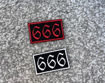 Parche bordado rojo 666 - Aplique gótico satánico