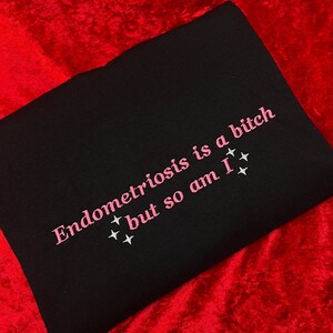 Endometriosis is a B*tch But So Am I Embroidered Sweatshirt - Endometriosis Warrior, Endo Gift image 3