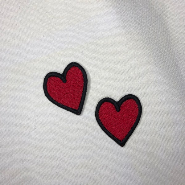 Set of Two Mini Heart Patches - Embroidered Patch, DIY Appliqué, Cute Patch, Patches for Jackets, Blood, Gothic, Love, Halloween