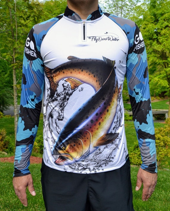 Trout Fly Fishing Shirt,men's Long Sleeve,upf 30 Protection,super Dry  Technology,fathers Day Gift for Him,dad,husband,boyfriend -  New Zealand
