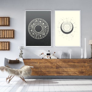 4 Zodiac prints, Zodiac gifts, zodiac gift, astrology print, Zodiac chart art