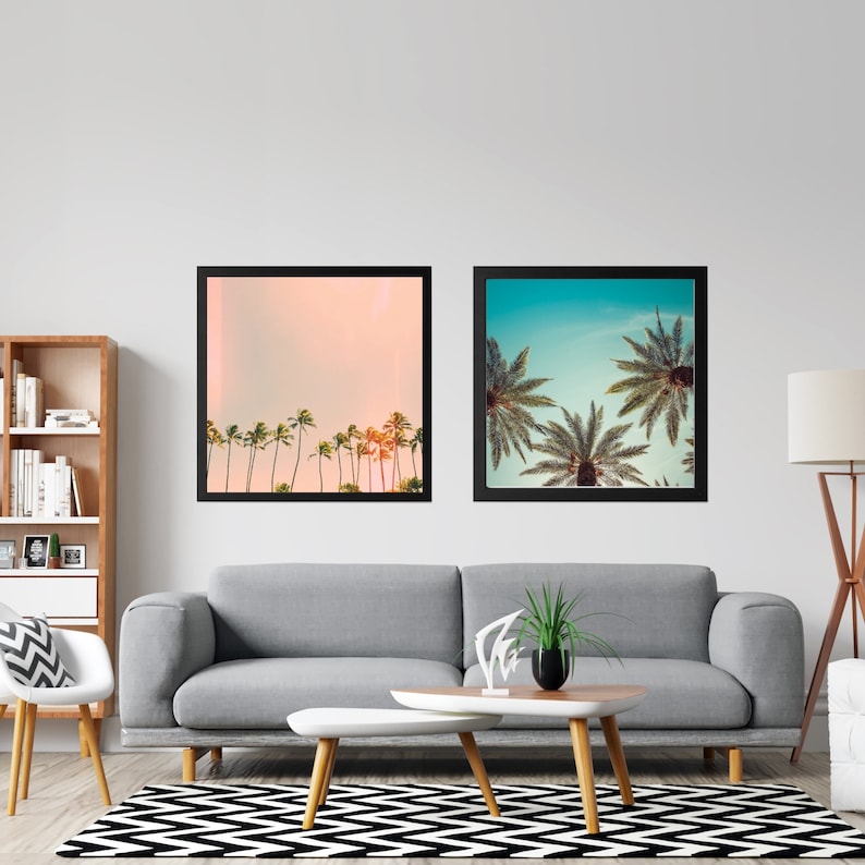 Palm Springs Wall Art Set of 2 Palm Tree Prints Midcentury Etsy