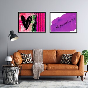 Love Art Prints Set: Modern Heart, Bold Colors (Digital Download)