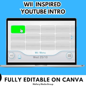 Wii Inspired Youtube Intro Template, Canva Editable Template, Youtube Intro, Creative Youtube Intro, Animated, Youtube Branding Kit