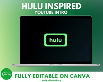 Hulu geïnspireerd YouTube-introsjabloon, Canva bewerkbare sjabloon, YouTube-intro, creatieve YouTube-intro, geanimeerd, YouTube-brandingkit