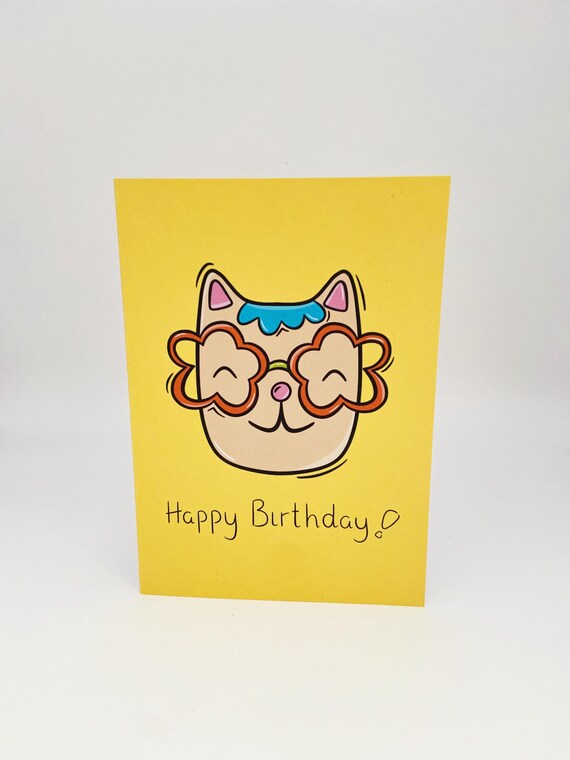 A6 Cat Happy Birthday Card