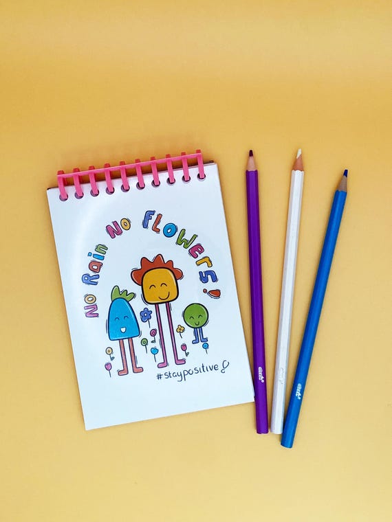No Rain No Flowers Notebook | A6 Plain Paper NoteBook
