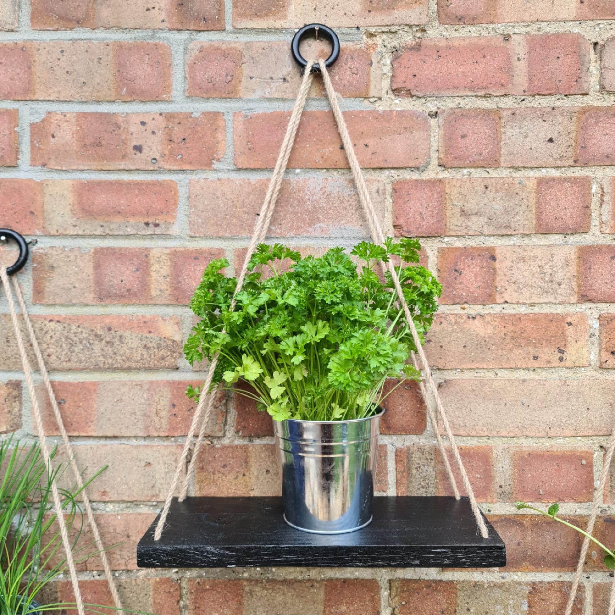 Black Wooden Hanging Rope Shelves Perfect for Displaying Etsy