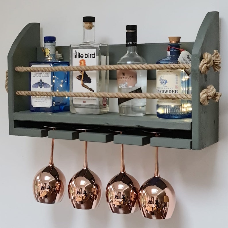 Gin Wall Bar Painted Grey. Wall Mounted Gin Spirits Bar With Etsy