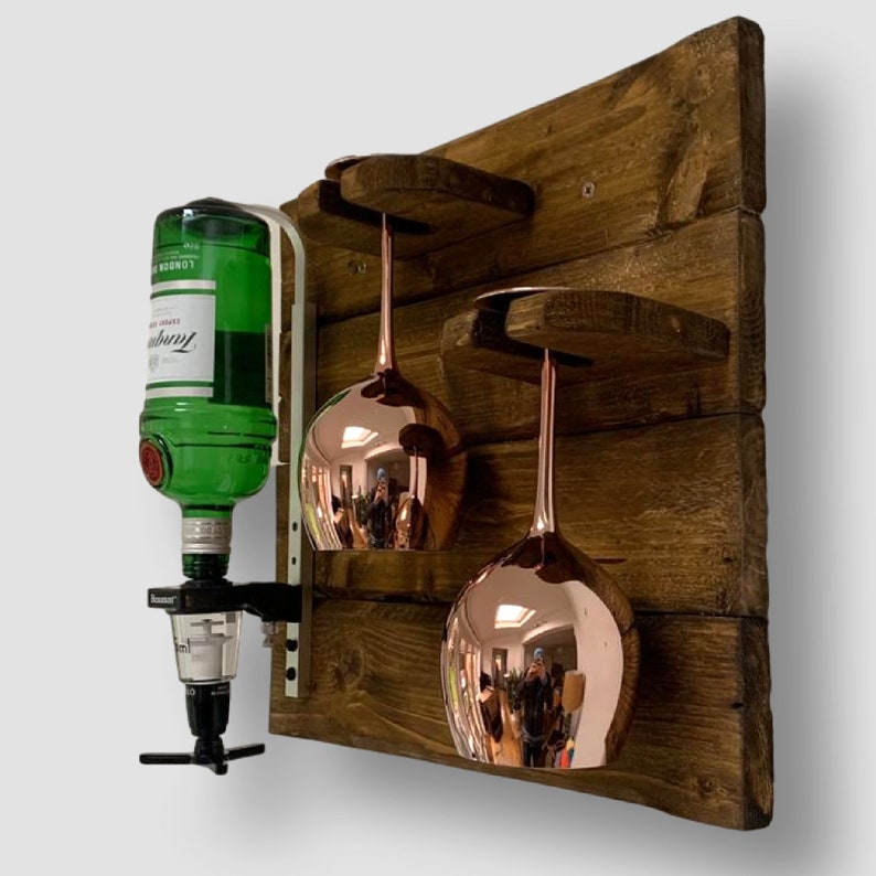 Gin Optics Drinks Rack Handcrafted Rustic Wall Mounted Wood Etsy UK