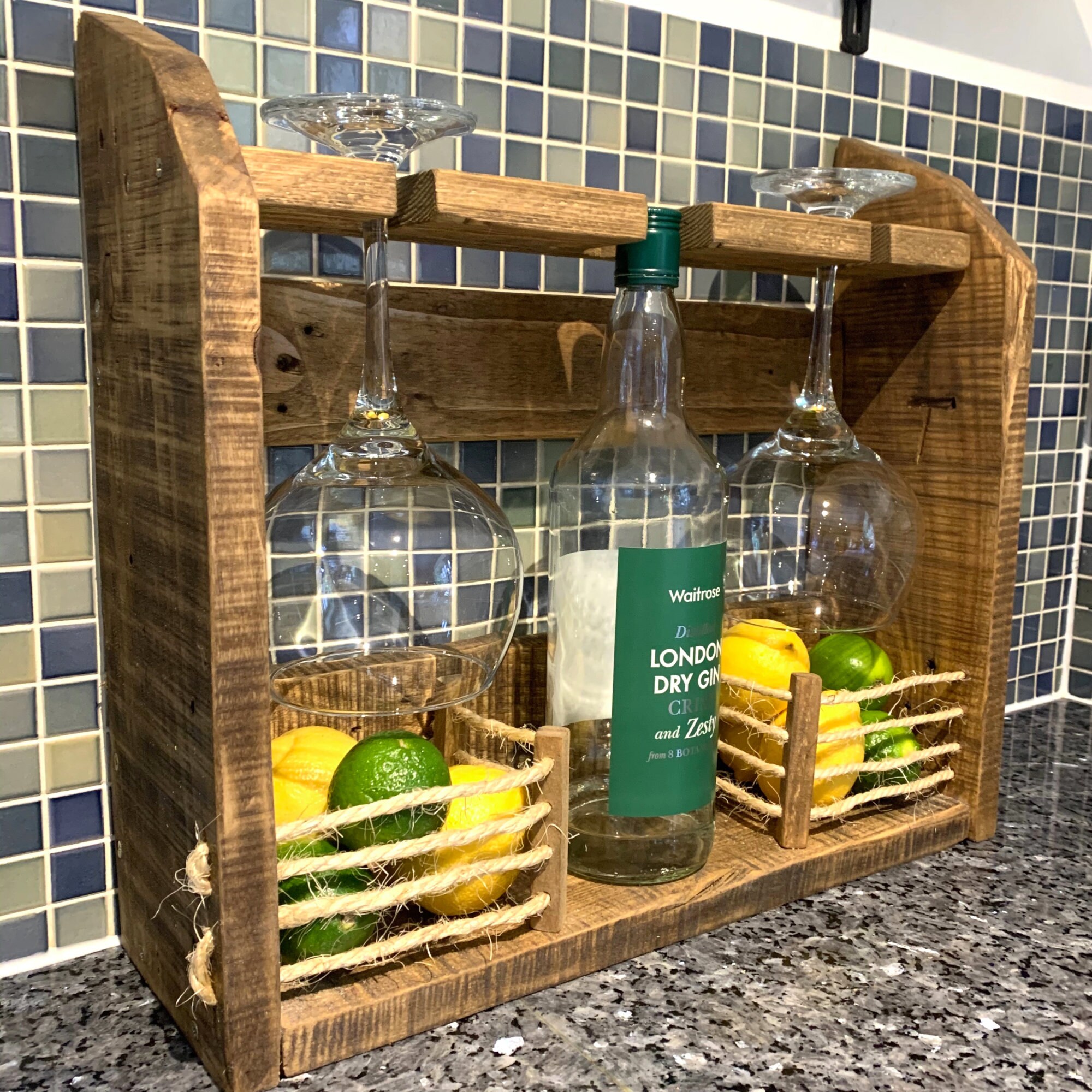 Gin Bar for Wall. Rustic Wooden Gin Rack Holds 2 Large Gin Etsy UK