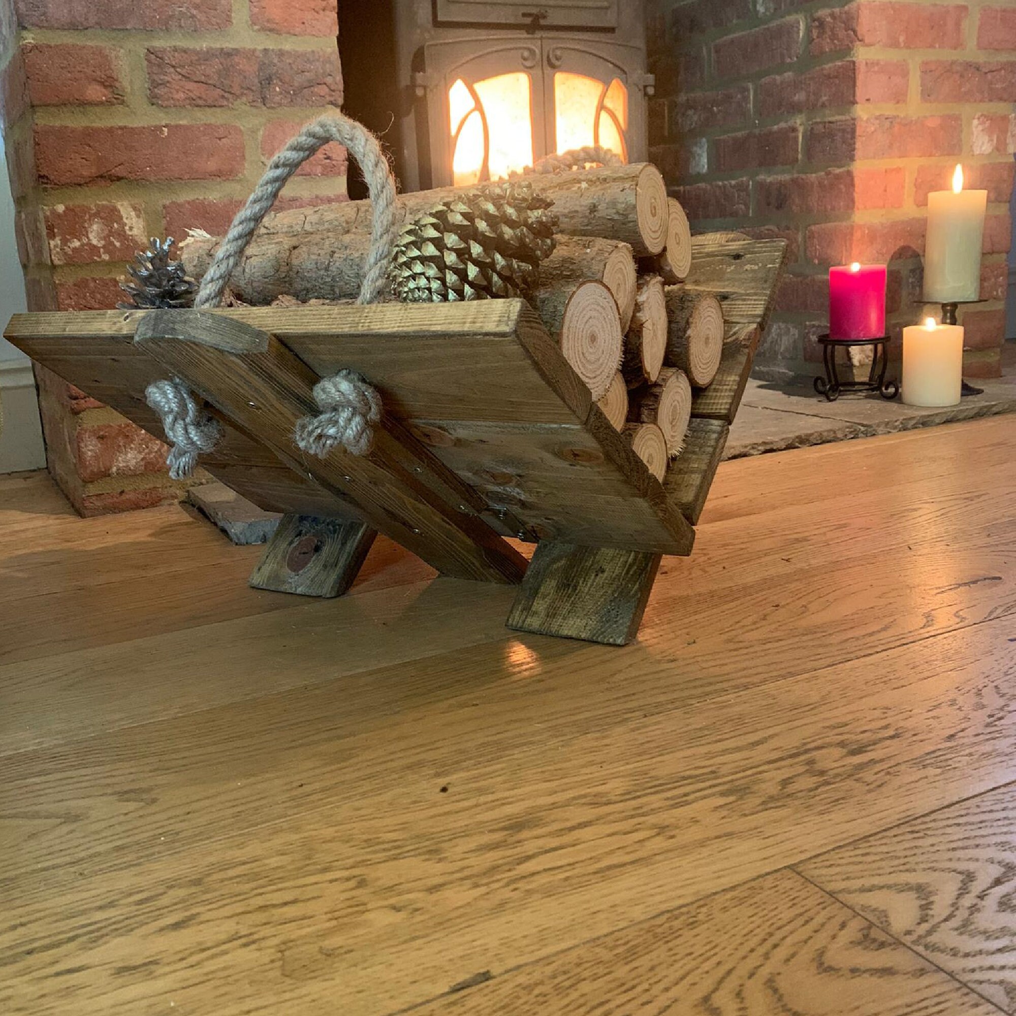 Log Storage Basket Made in the UK From Reclaimed Wood With Etsy UK