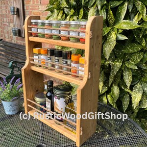 Wooden Double Shelf Spice and Condiment Rack - Perfect Kitchen Storage ...