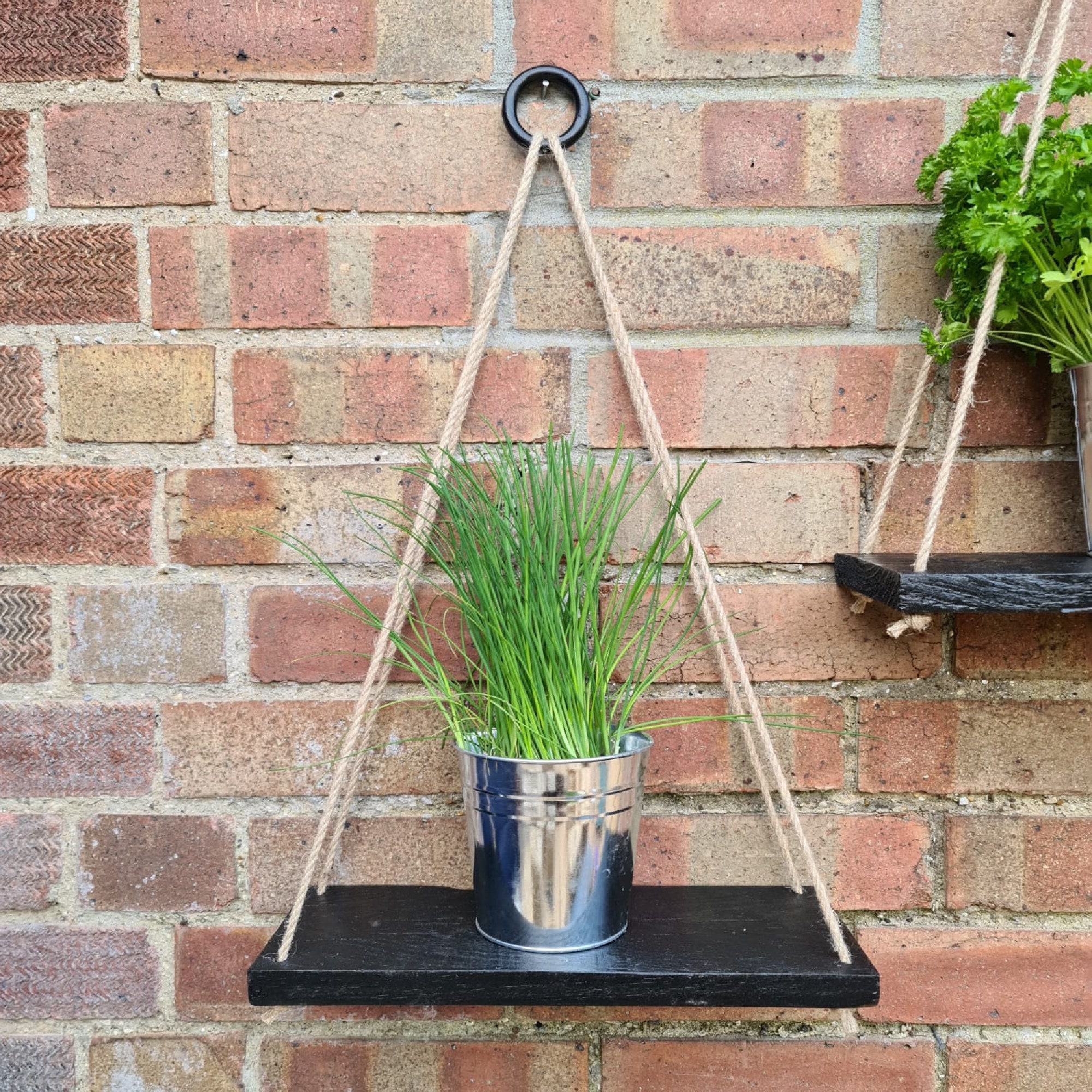 Black Wooden Hanging Rope Shelves Perfect for Displaying Etsy UK