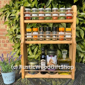 Wooden Double Shelf Spice and Condiment Rack - Perfect Kitchen Storage ...