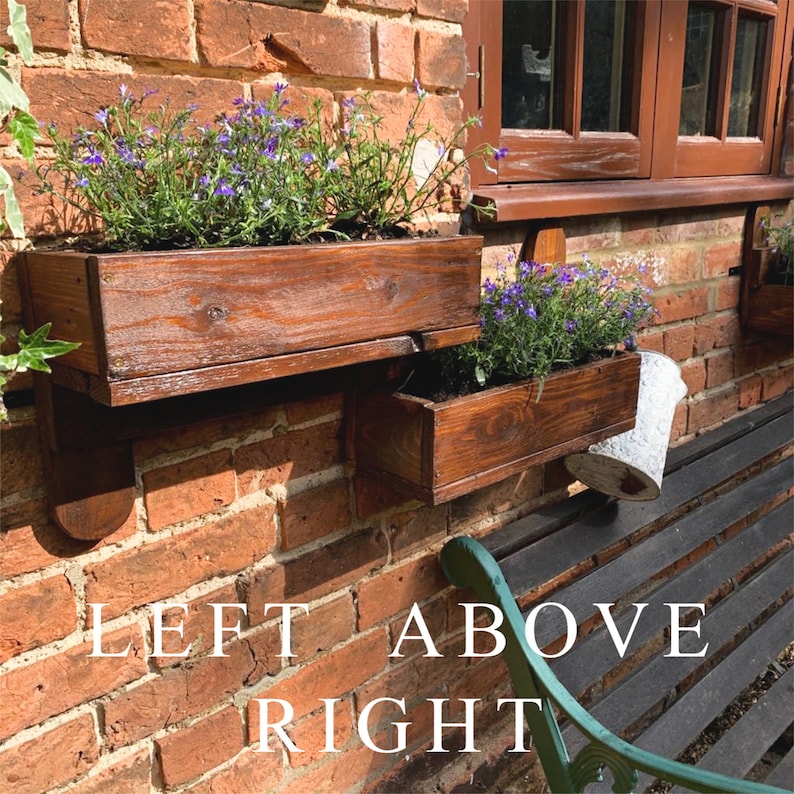 Rustic Wood Double Outdoor Window Box for Herbs and Flowers Etsy