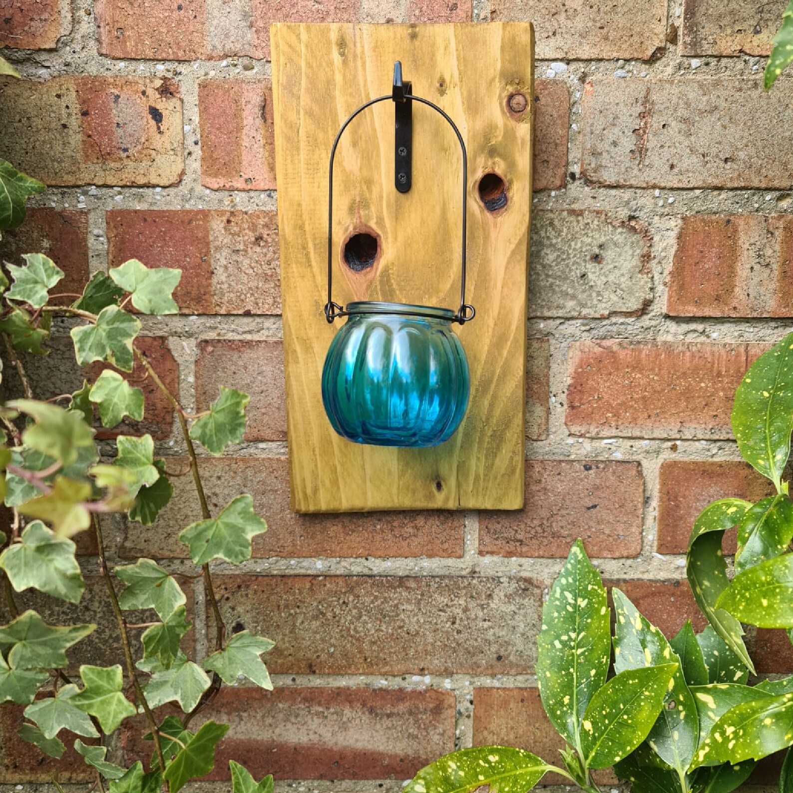 Handmade Rustic Pine Wall Lantern Holder With Glass Lantern Etsy UK