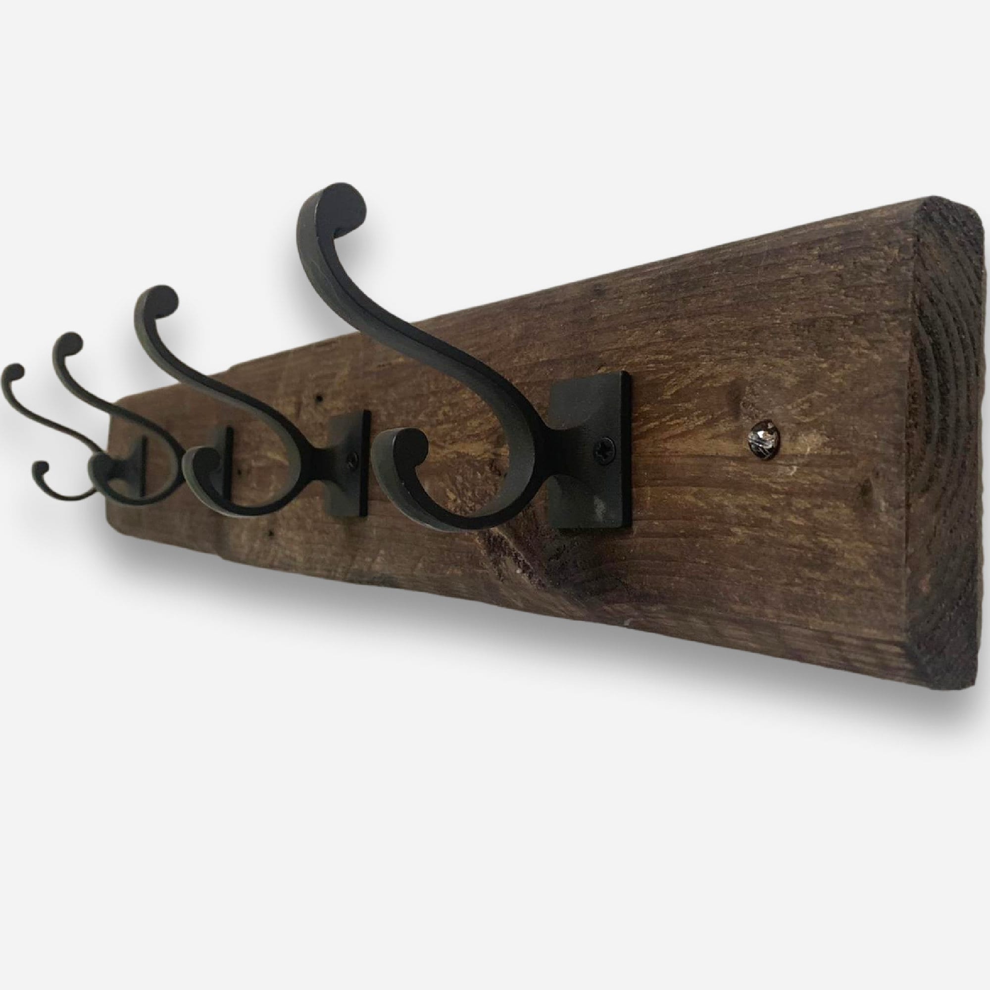 DecMode Wood Industrial Wall Black/Brown Hook Rack 24W x 6H with Wooden  Panel Board 