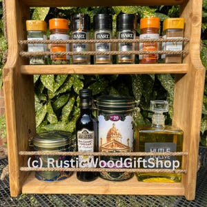 Wooden Double Shelf Spice and Condiment Rack - Perfect Kitchen Storage ...