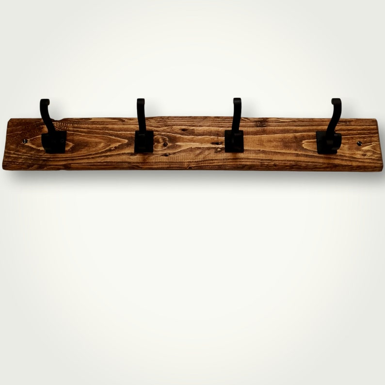 Mahogany Rustic Wood Coat Rack Wall Mounted With Rustic Coat Etsy UK