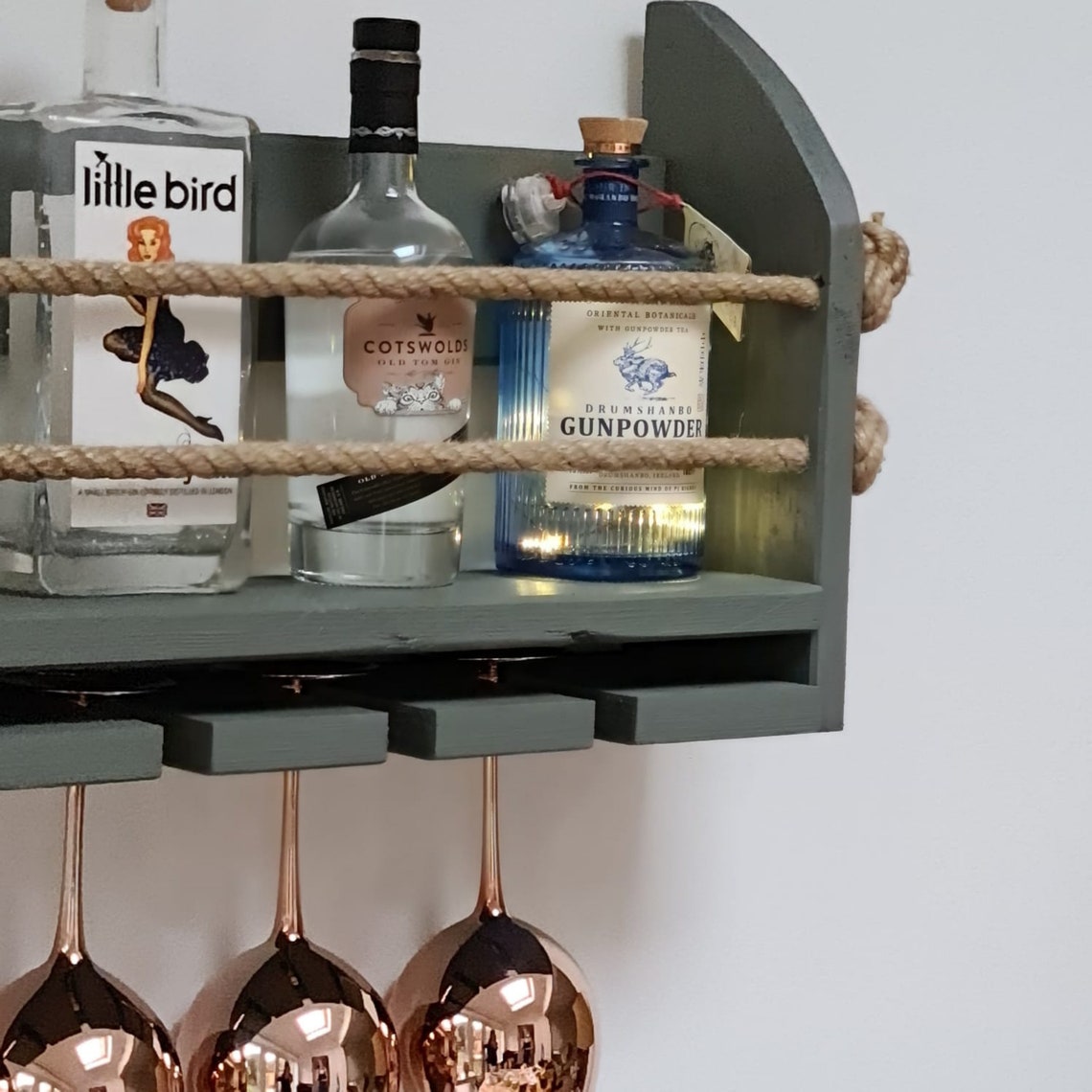 Gin Wall Bar painted Grey. Wall Mounted Gin spirits bar with Etsy