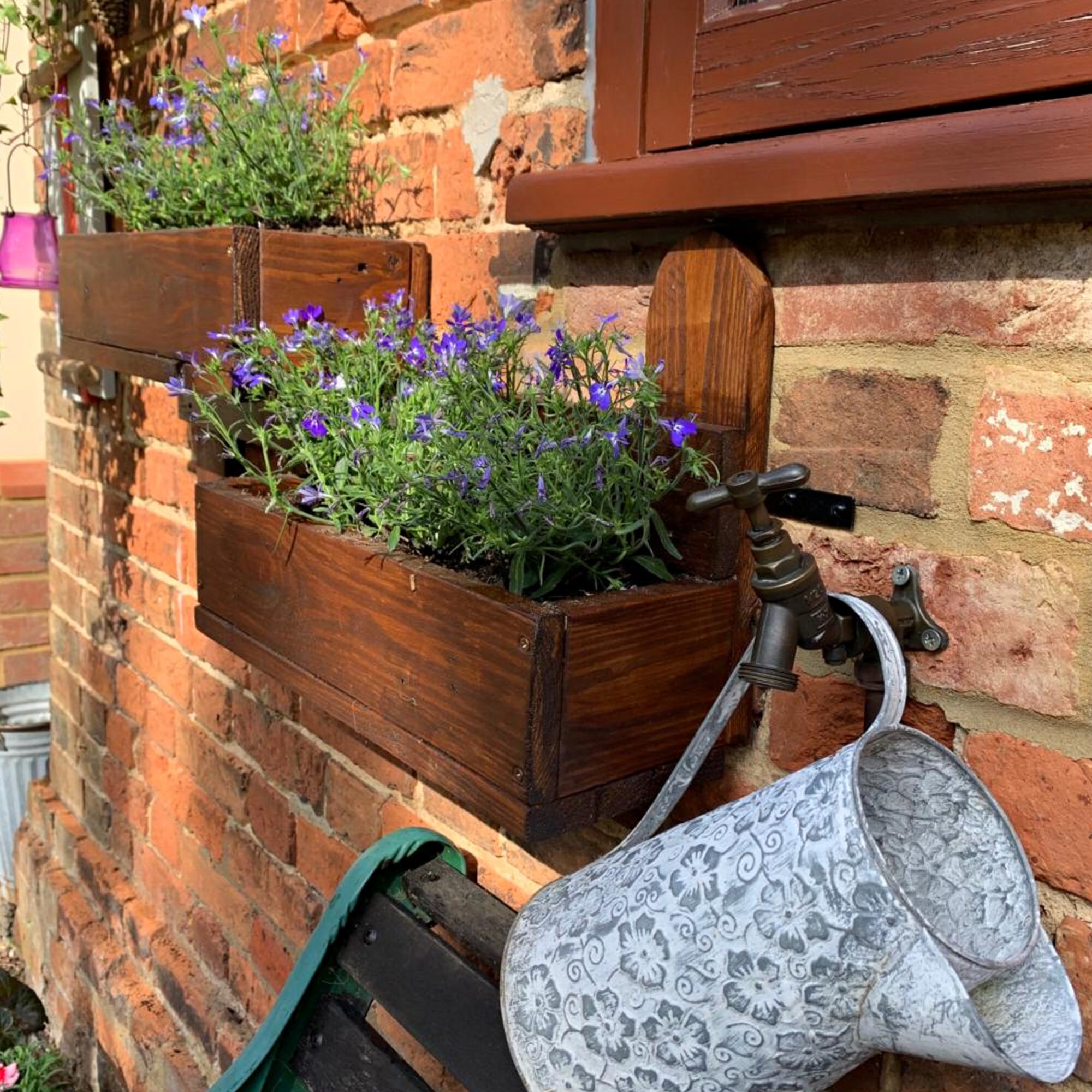 Rustic Wood Double Outdoor Window Box for Herbs and Flowers | Etsy