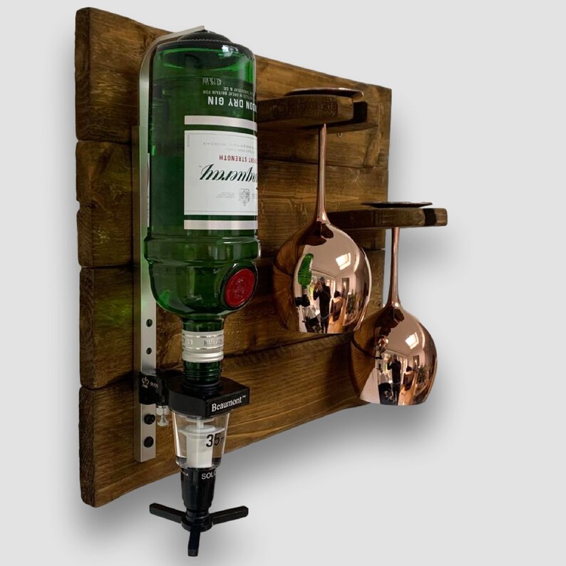 Gin Optics Drinks Rack Handcrafted Rustic Wall Mounted Wood Etsy UK